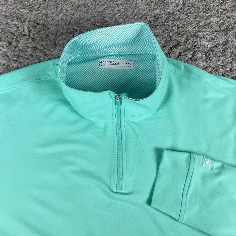 Kenneth Cole Golf 1/4 Zip Pullover Mens XXL Teal Performance Long Sleeve Stretch